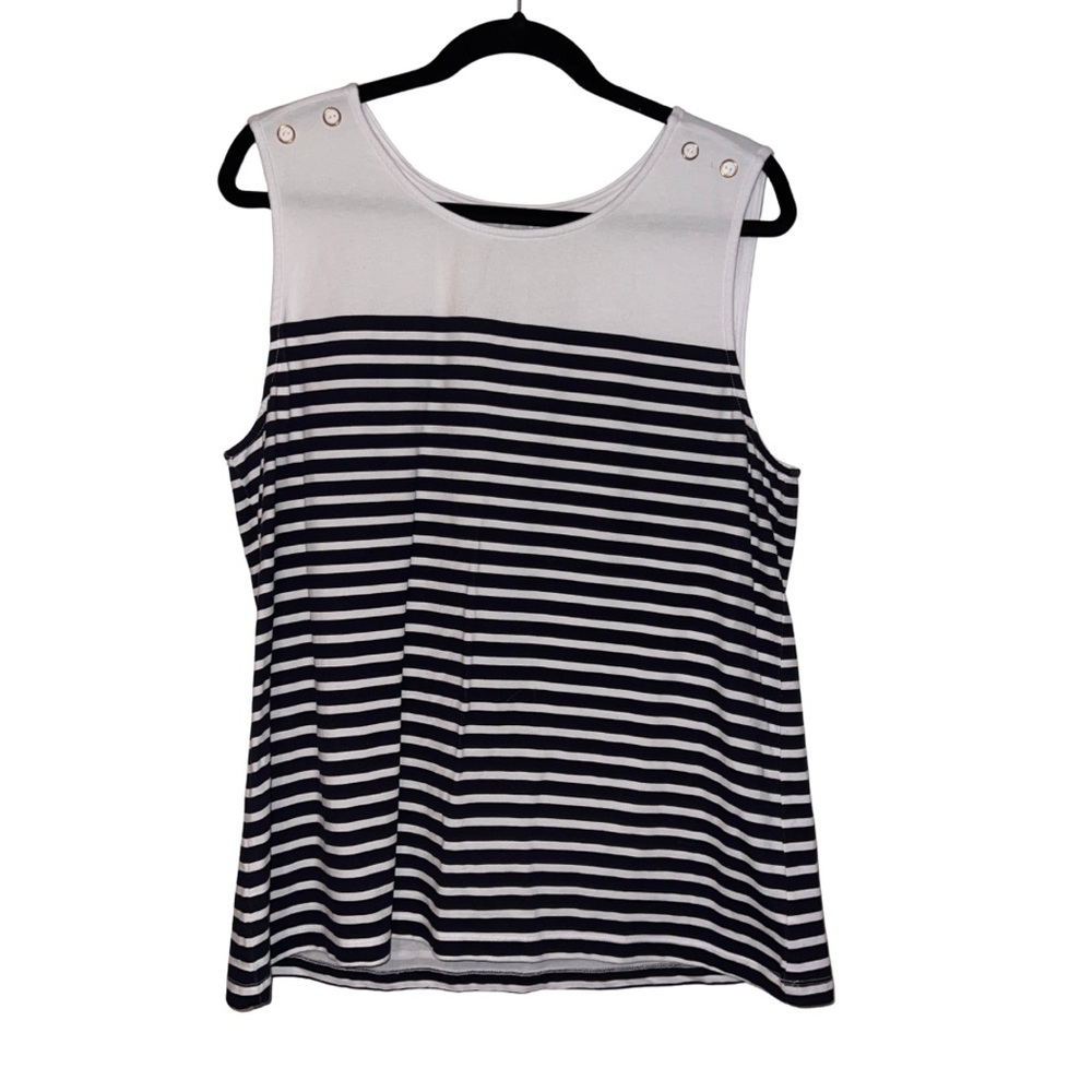⚓ Carolyn Taylor Navy & White Striped Tank Top – Size XL ⚓️